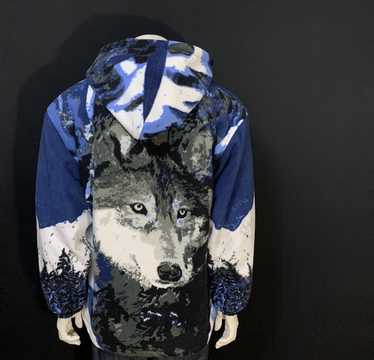 Vintage streetwear wolves zip store up