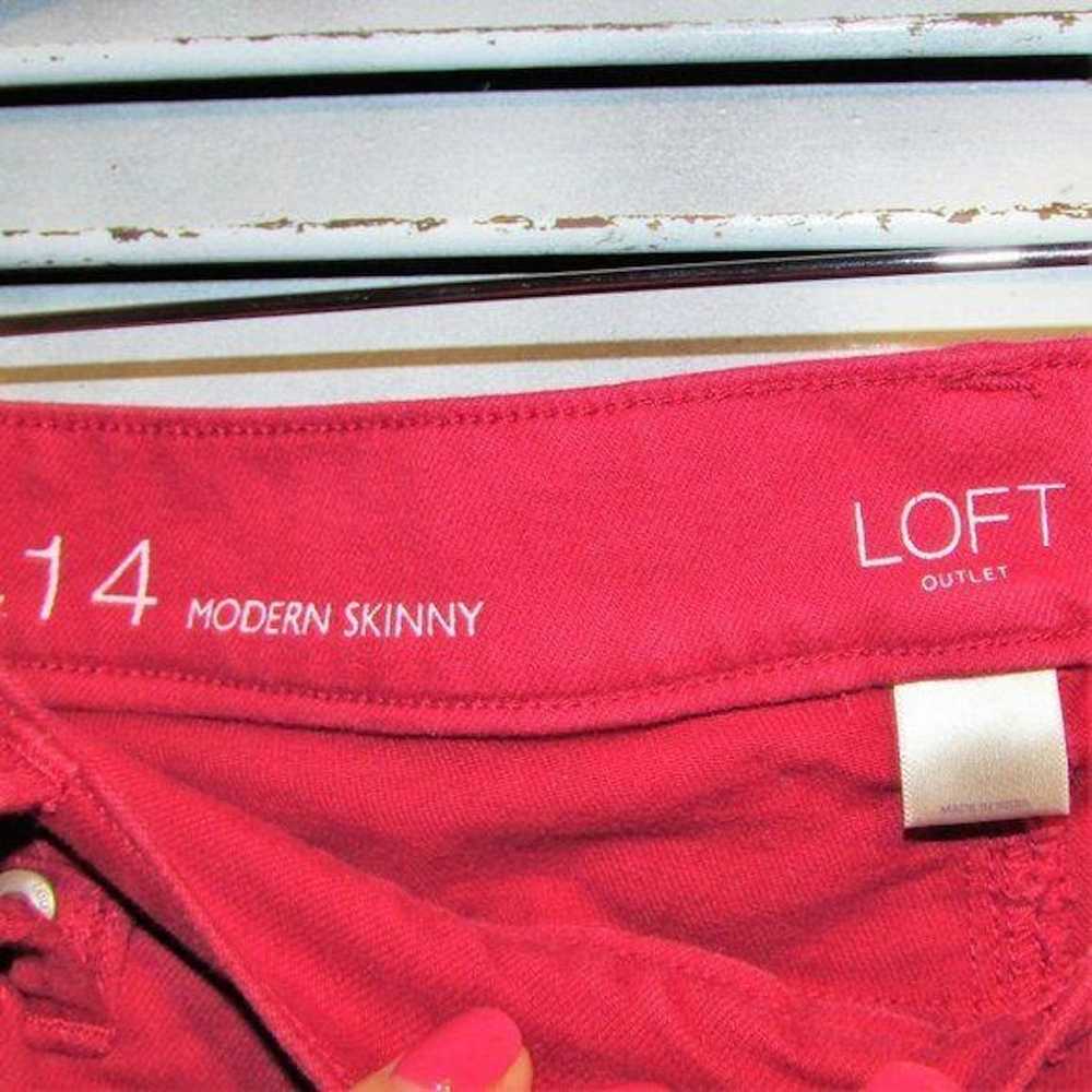 Loft LOFT Size 14 Red Modern Skinny Jeans - image 2