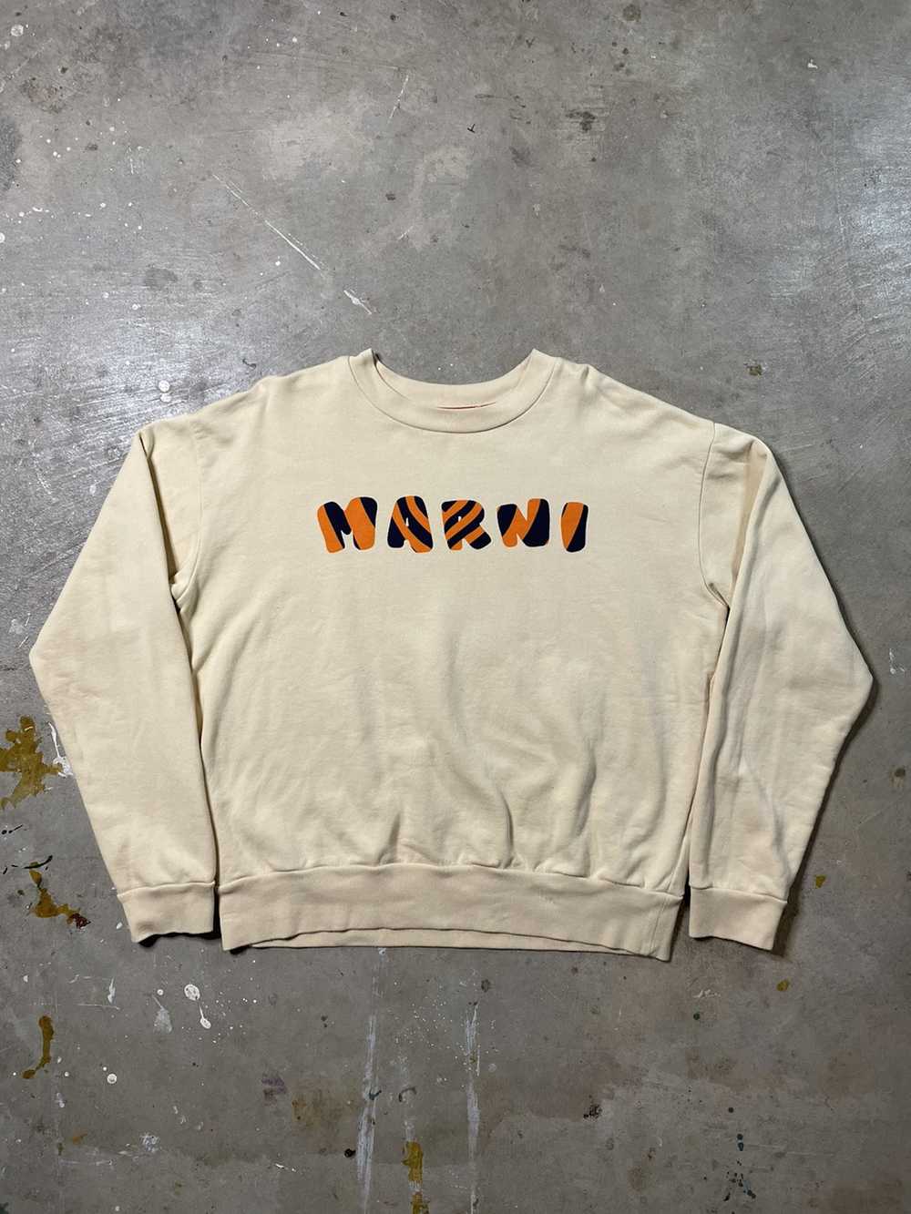 Marni Marni Beige Striped Logo Crewneck Sweatshirt - image 1