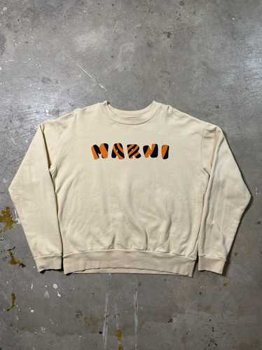 Marni Marni Beige Striped Logo Crewneck Sweatshirt - image 1