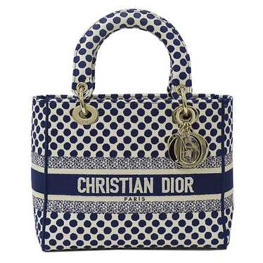 Dior Dior 2 Way Bag Canvas Navy White Dot Cute - image 1