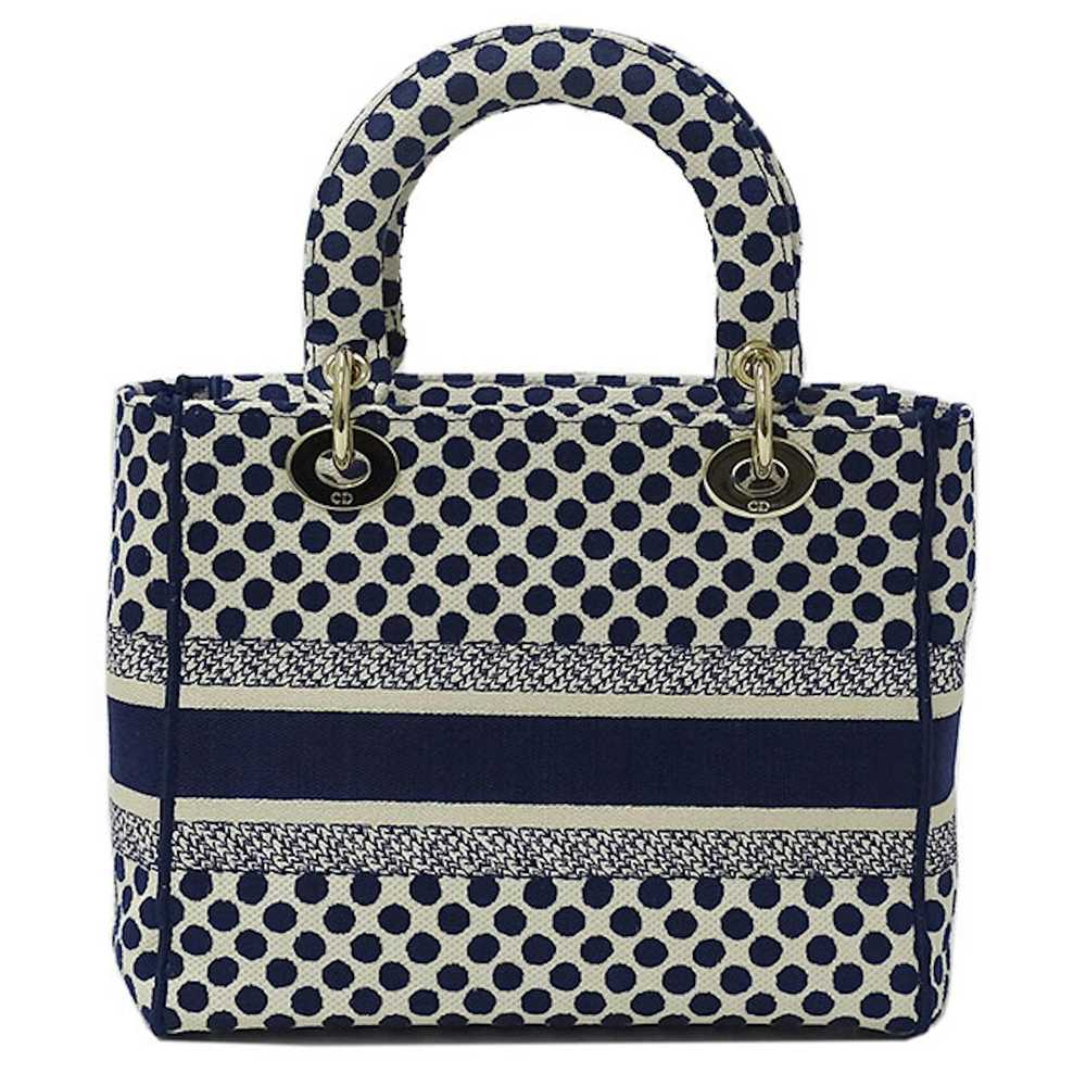 Dior Dior 2 Way Bag Canvas Navy White Dot Cute - image 2