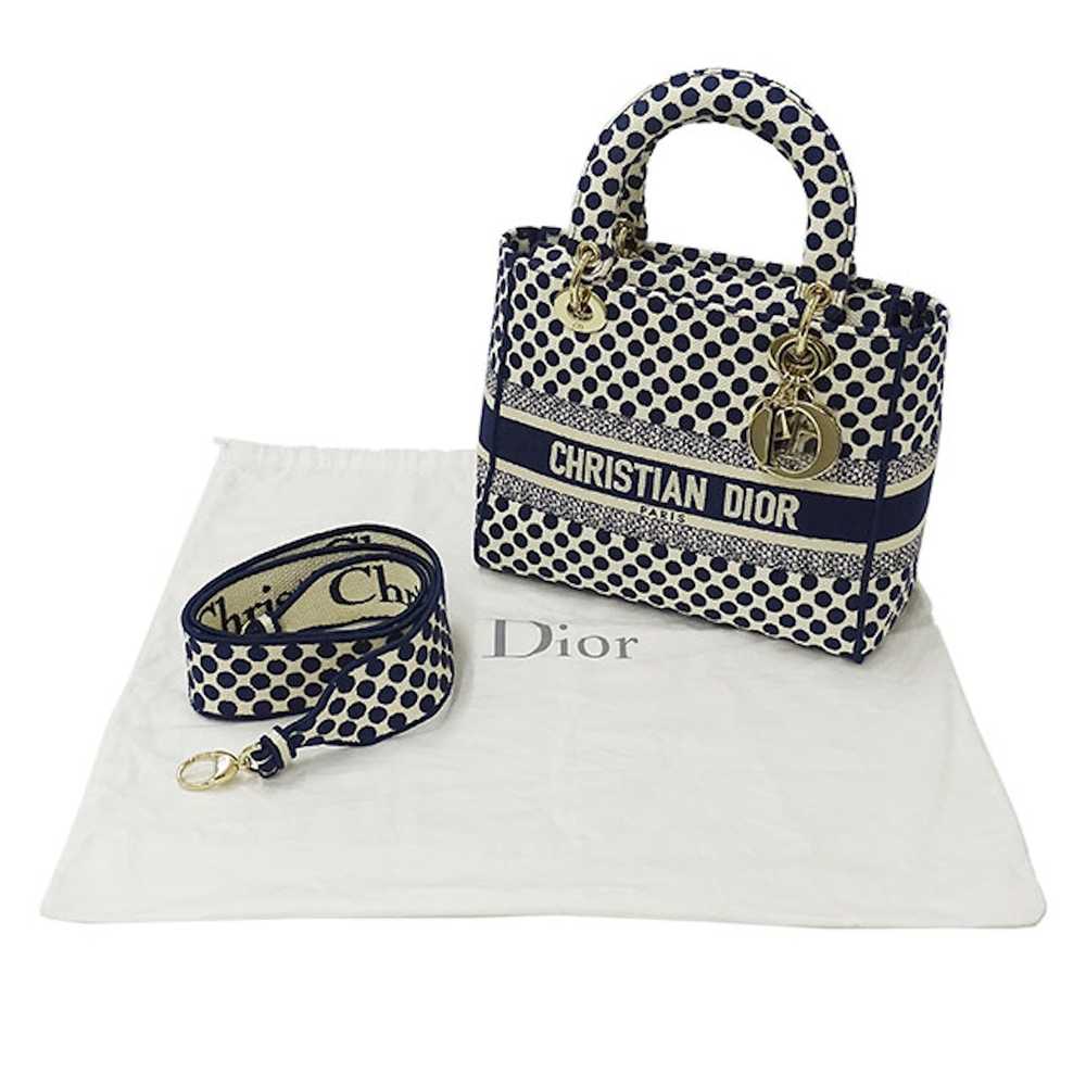 Dior Dior 2 Way Bag Canvas Navy White Dot Cute - image 9