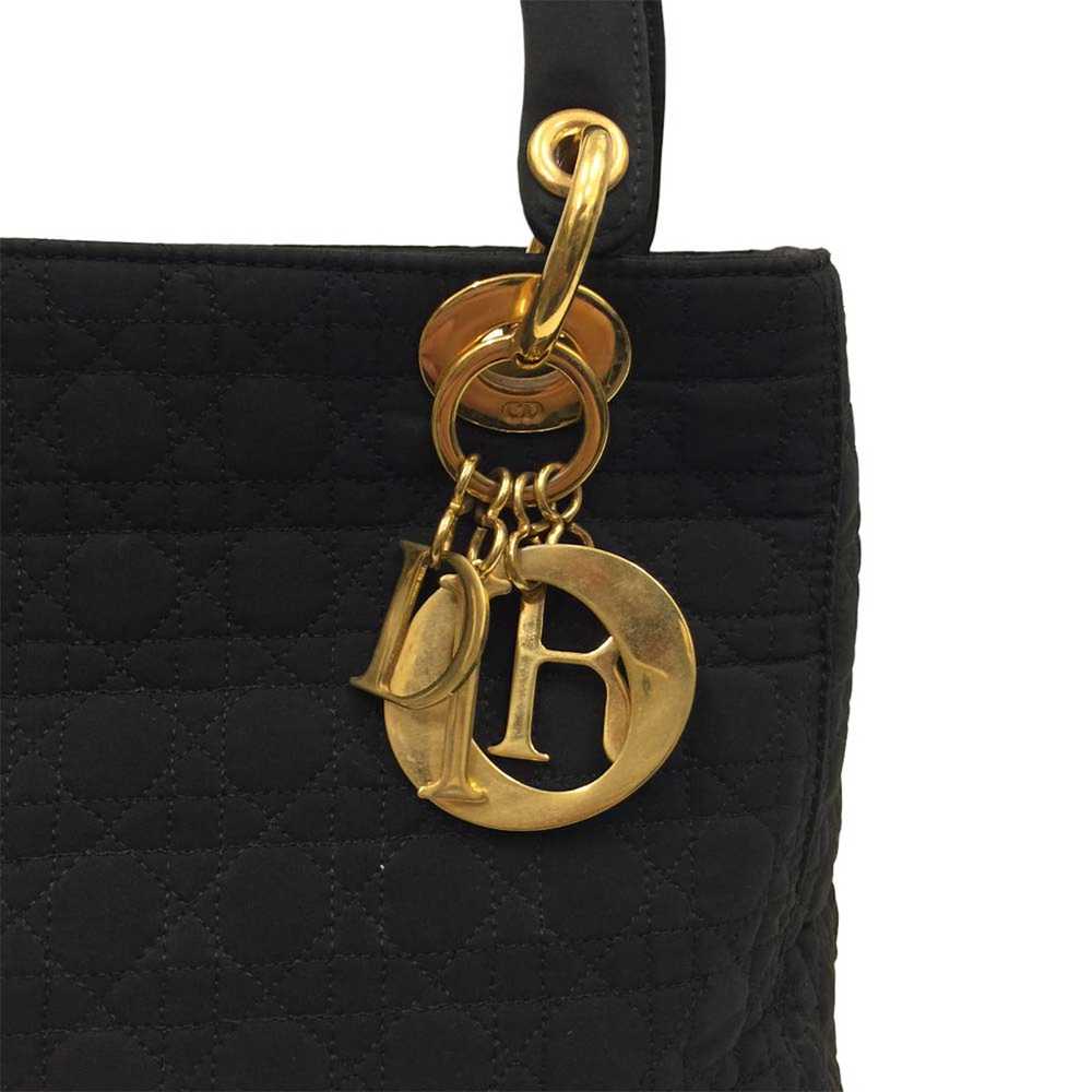 Dior Dior Cannage Nylon Handbag Black Gold Metal … - image 11