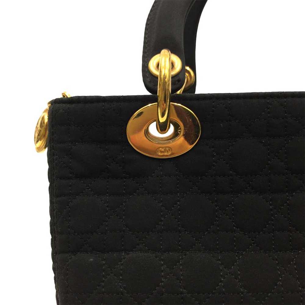 Dior Dior Cannage Nylon Handbag Black Gold Metal … - image 12