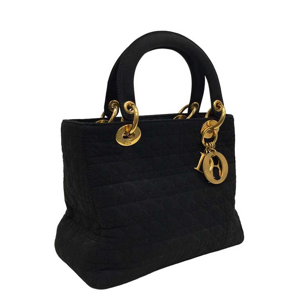 Dior Dior Cannage Nylon Handbag Black Gold Metal … - image 1