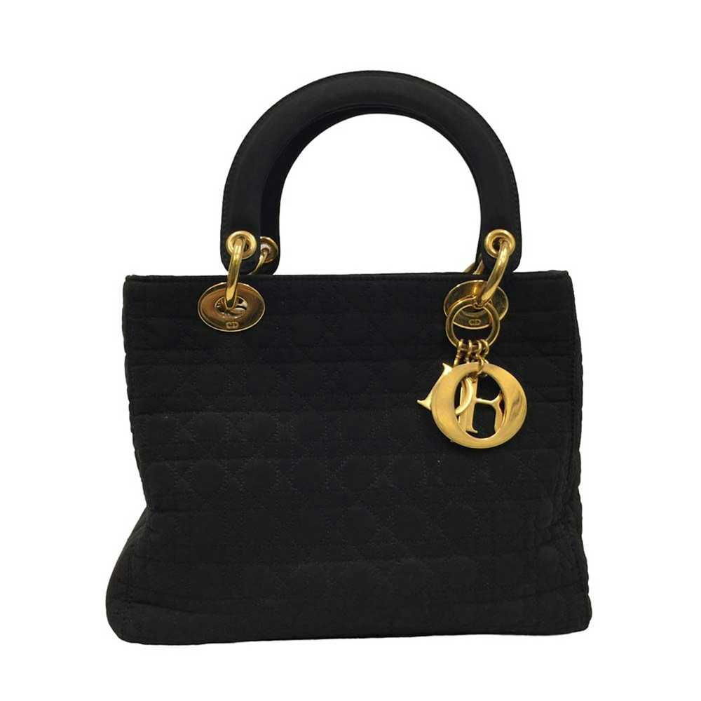 Dior Dior Cannage Nylon Handbag Black Gold Metal … - image 2