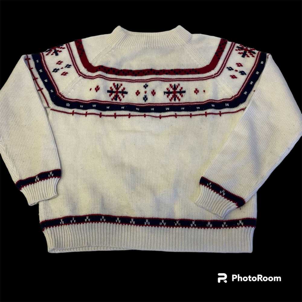 J.C. Penney 80's JCPenney Men White Red NORDIC Kn… - image 1