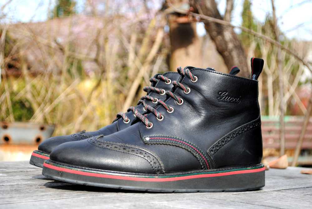 Gucci Black Wingtip Brogue Boots - image 1