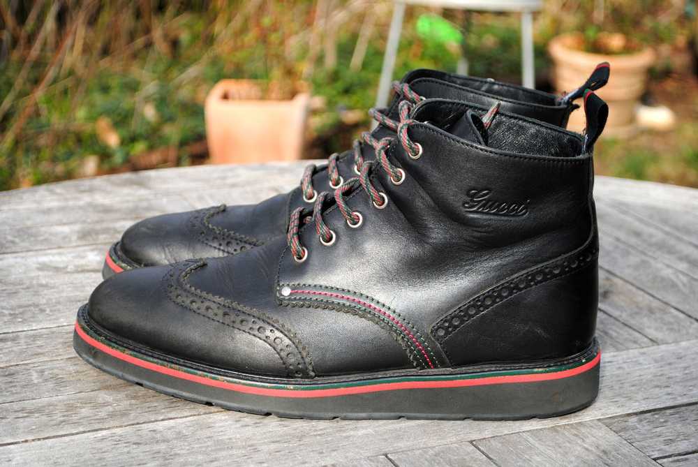Gucci Black Wingtip Brogue Boots - image 2