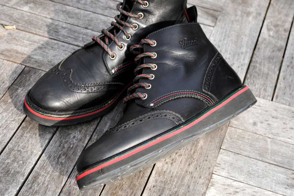 Gucci Black Wingtip Brogue Boots - image 3