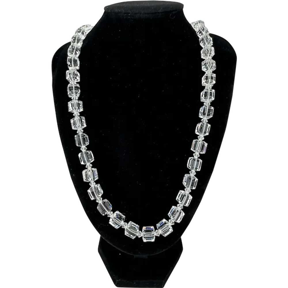 Opera Length Cube Crystal Cut Glass Necklace - image 1
