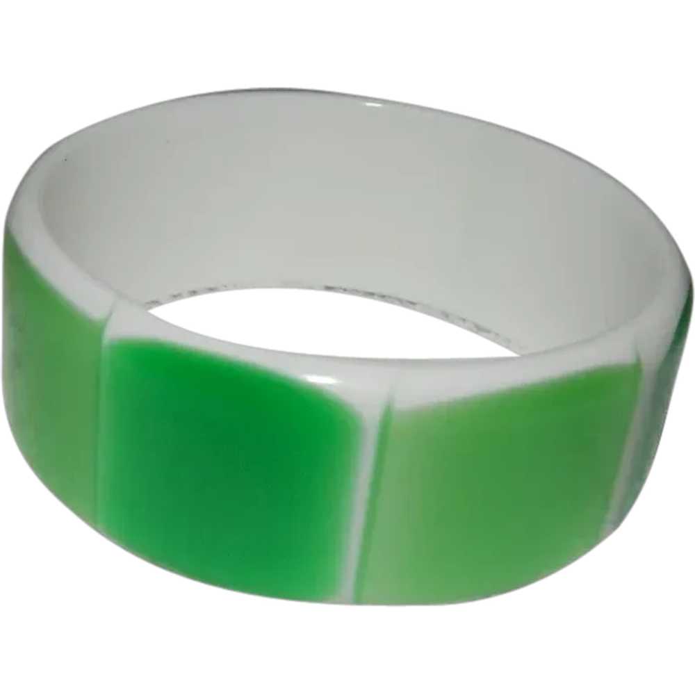 Funky Chunky 1960's Laminated Lucite White Green … - image 1