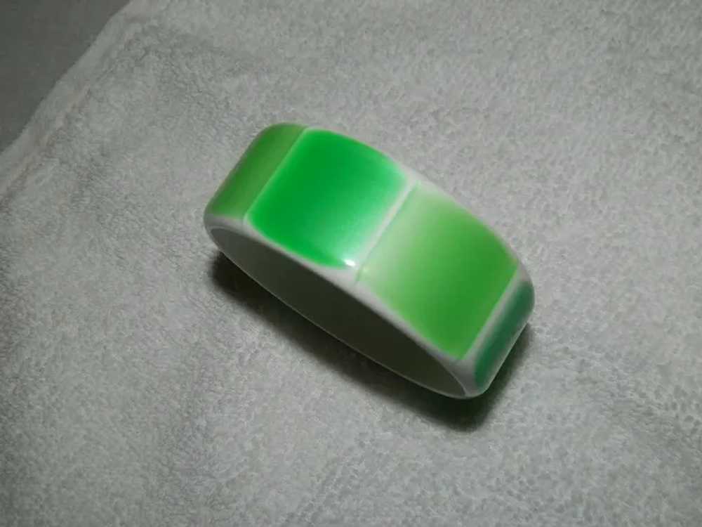 Funky Chunky 1960's Laminated Lucite White Green … - image 2