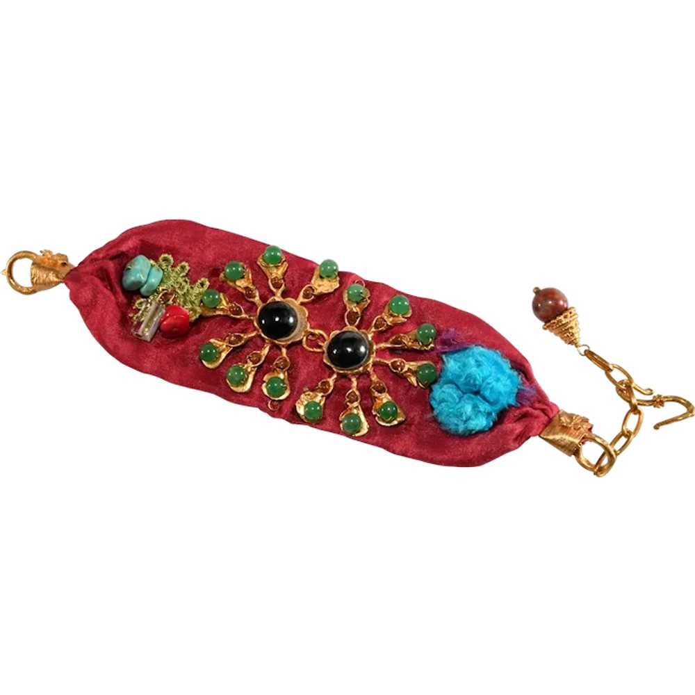 Vintage Bracelet Ethnic Style Boho Silk Fabric Re… - image 1