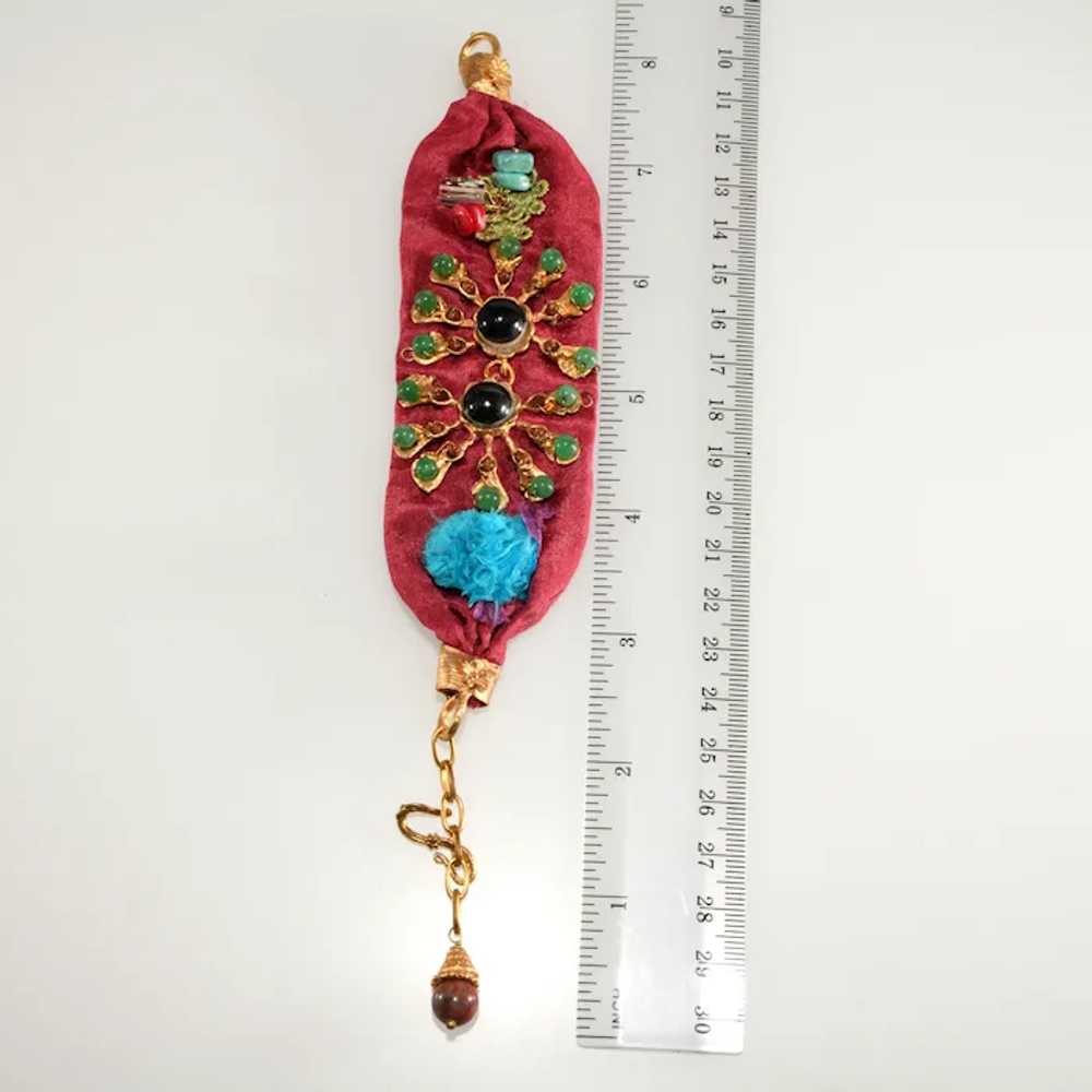 Vintage Bracelet Ethnic Style Boho Silk Fabric Re… - image 3