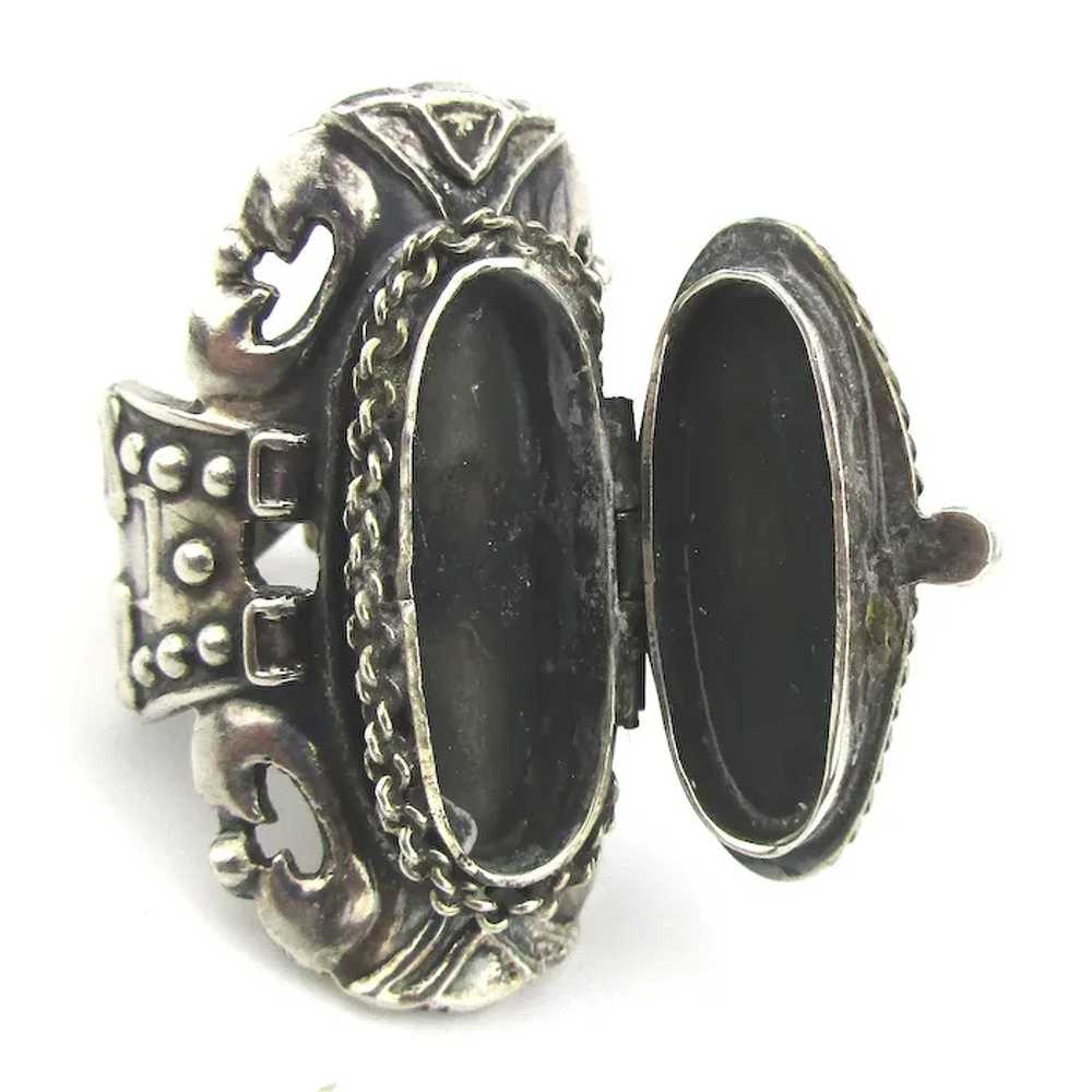 Taxco 925 Sterling Silver Poison Locket Ring Pill… - image 4