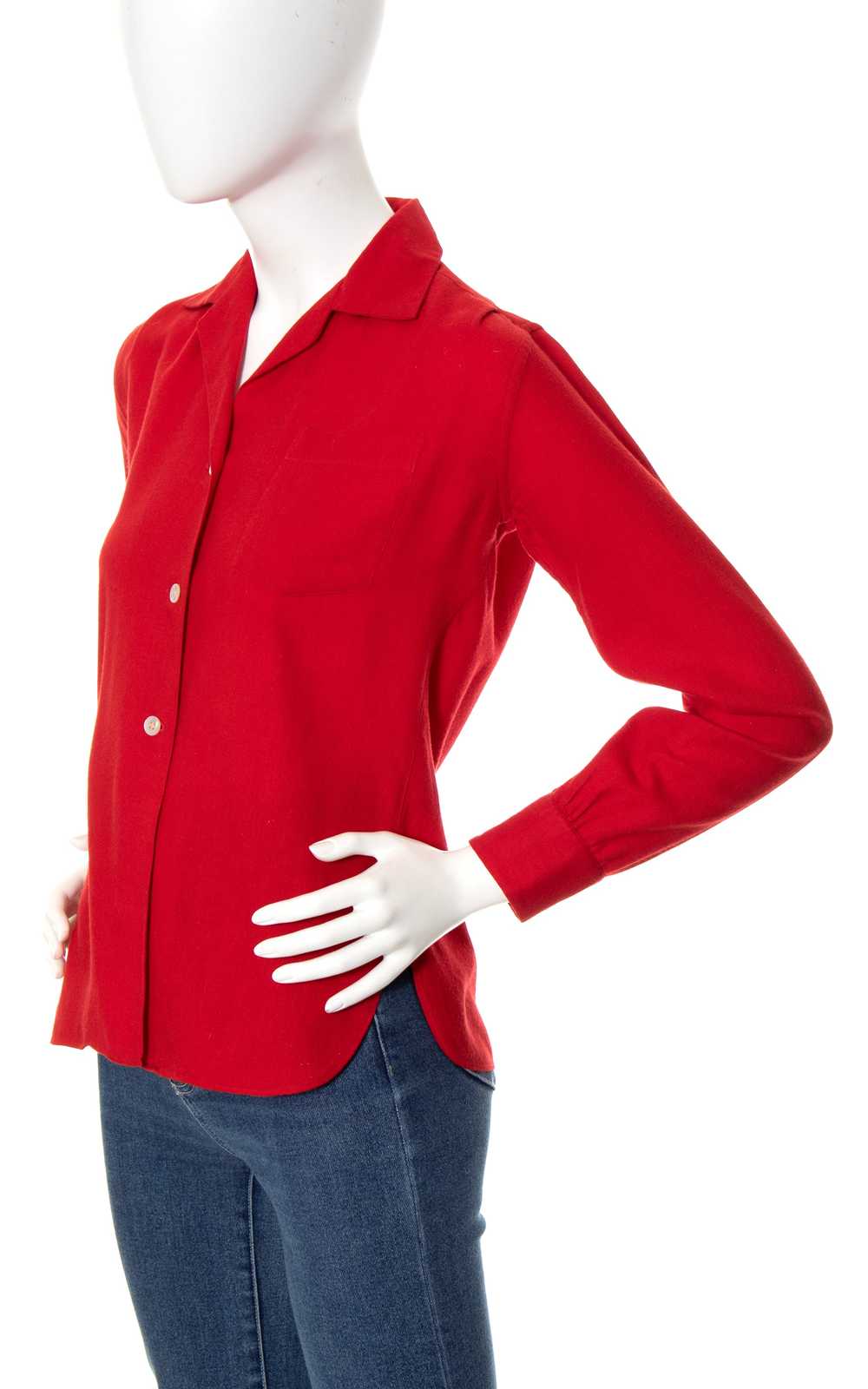 1950s Red Wool Blend Blouse | small/medium - image 2