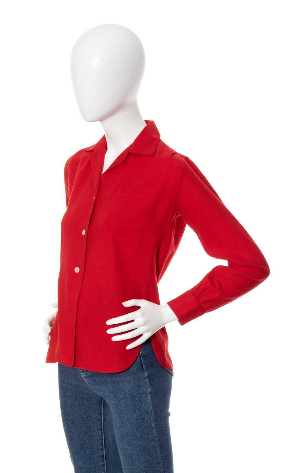1950s Red Wool Blend Blouse | small/medium - image 4
