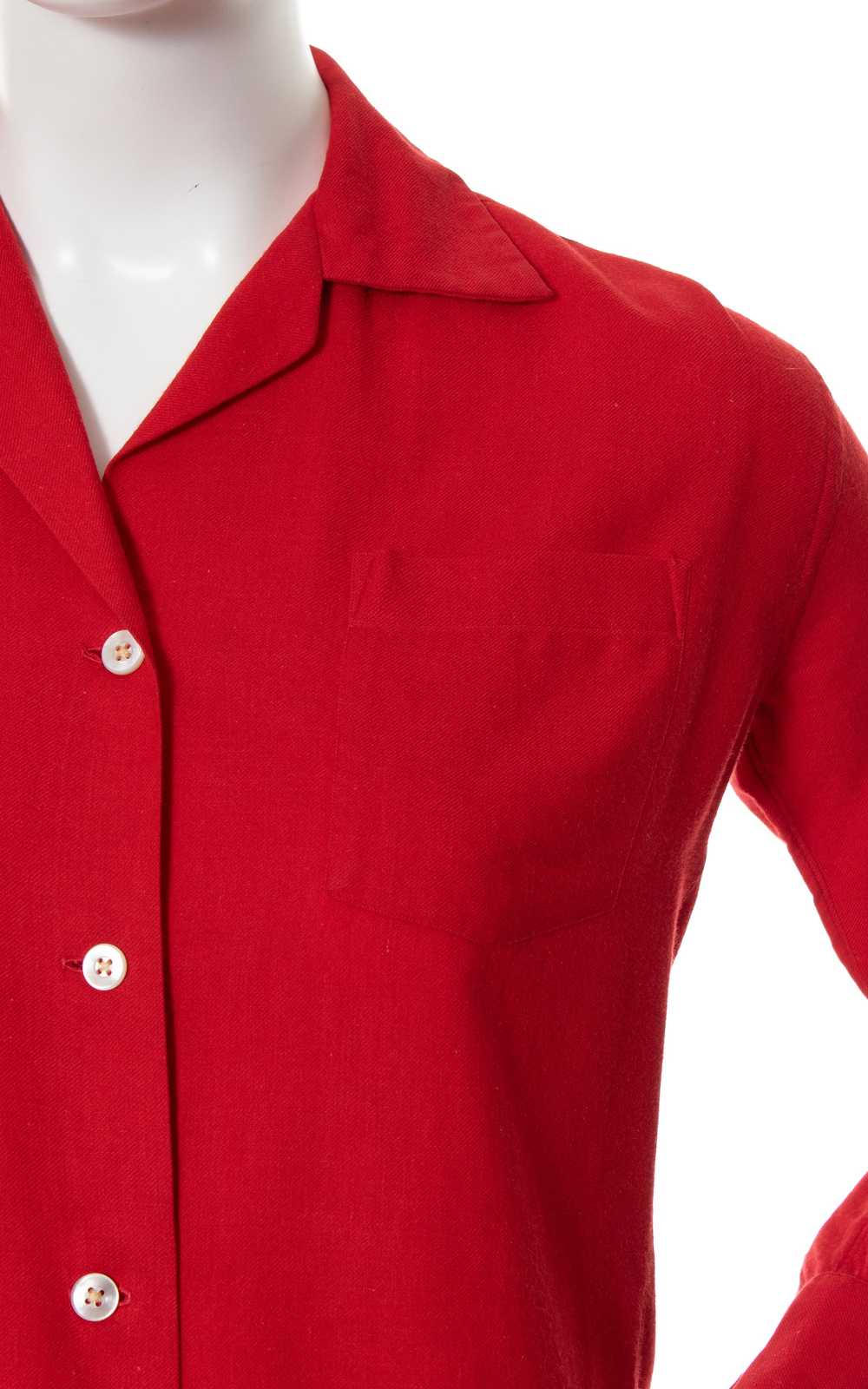 1950s Red Wool Blend Blouse | small/medium - image 6