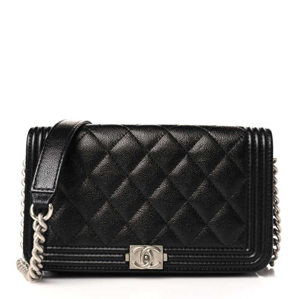 CHANEL Caviar Quilted Boy Phone Holder Wallet On … - image 1
