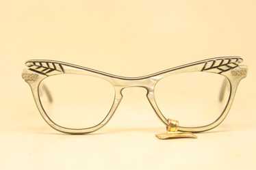 Unused Small Gray Vintage Cat Eye Glasses