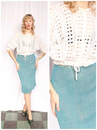 1940s Crochet White Open Cardigan - S/M - image 1