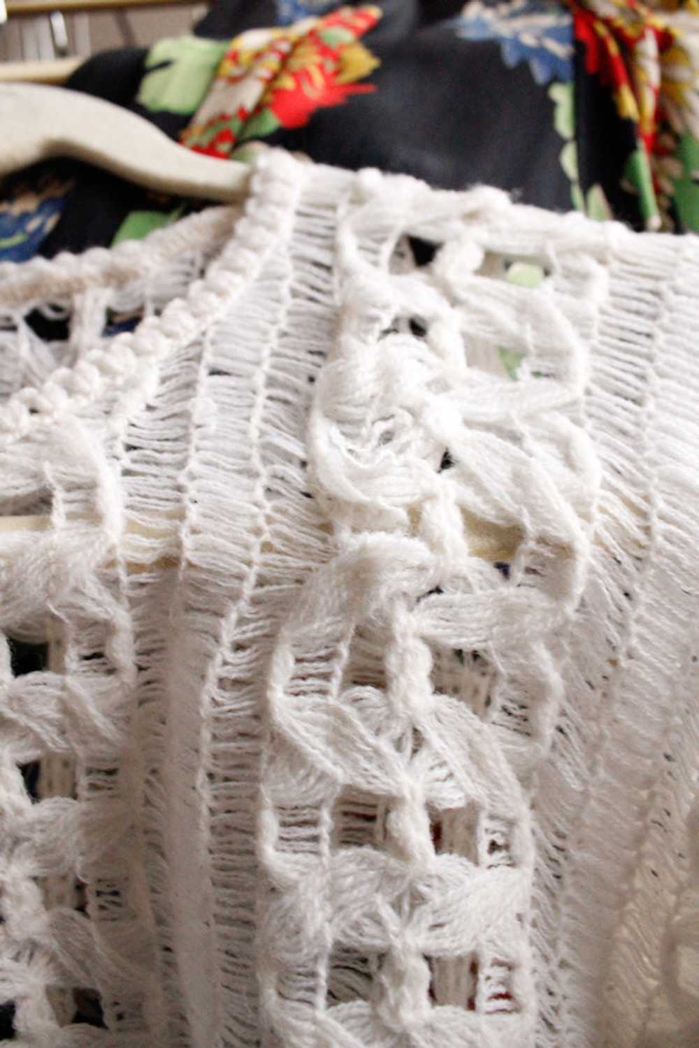 1940s Crochet White Open Cardigan - S/M - image 8