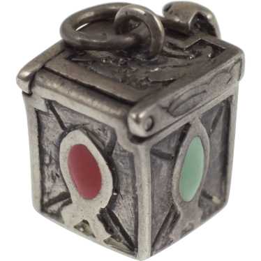 Sterling Silver Enamel Hinged Box Charm - image 1