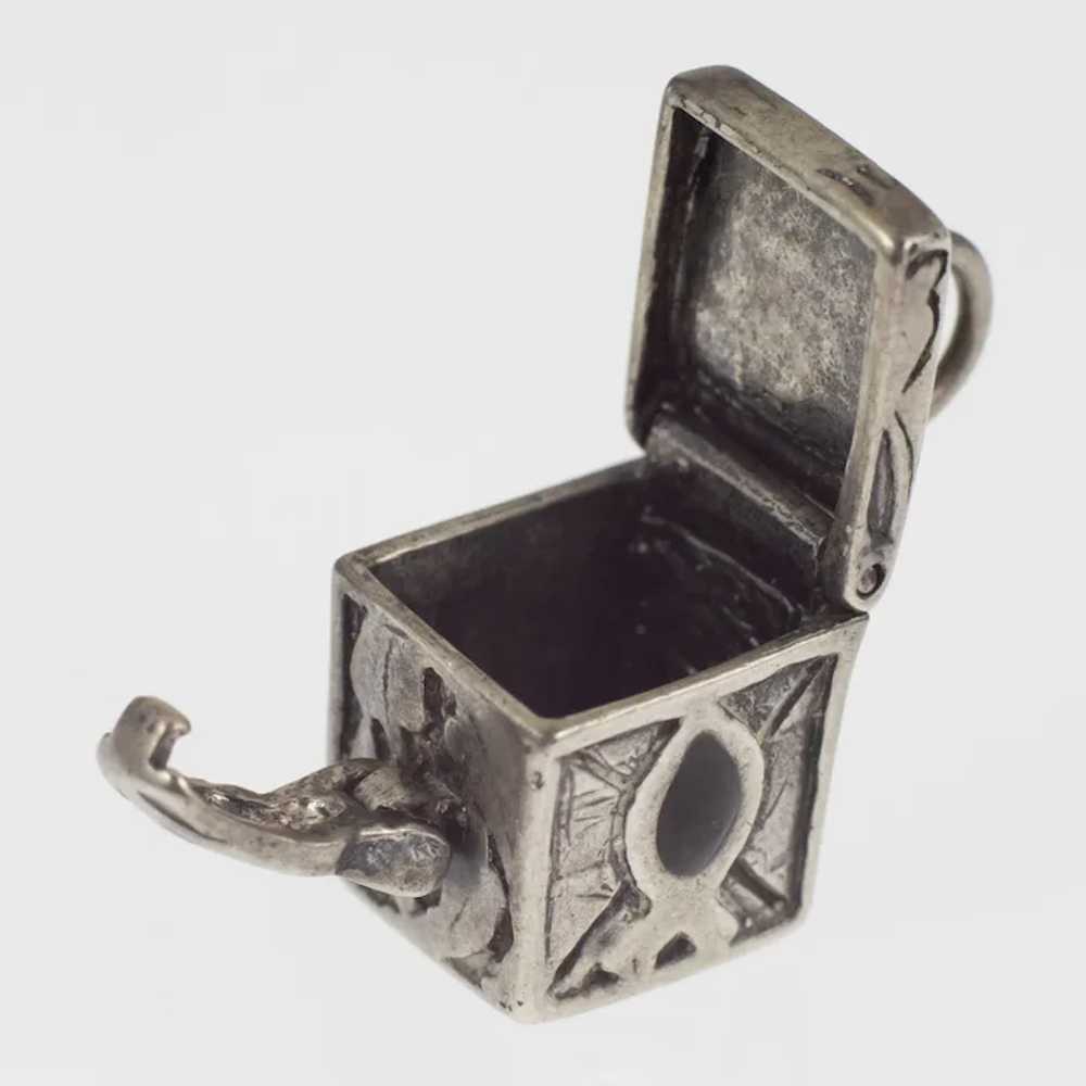 Sterling Silver Enamel Hinged Box Charm - image 2
