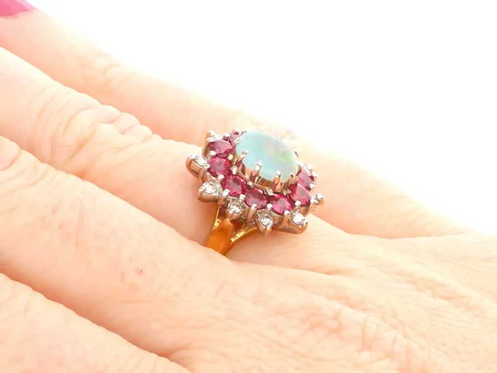 Vintage 1984 0.65ct Opal 1.10cttw Ruby and 0.22ct… - image 8