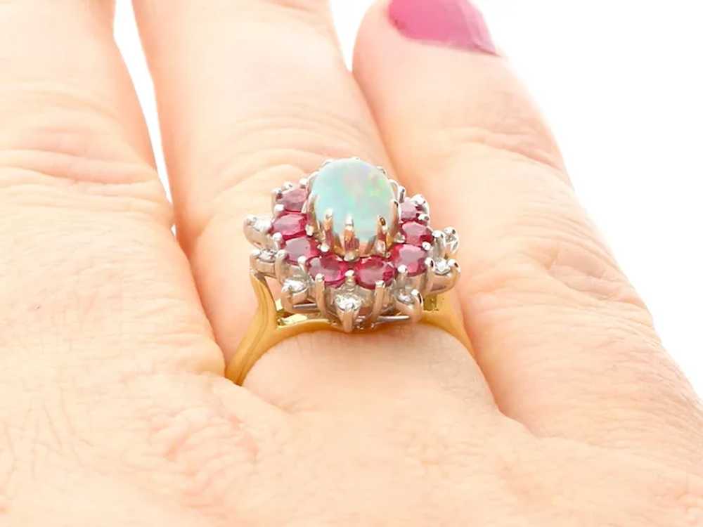 Vintage 1984 0.65ct Opal 1.10cttw Ruby and 0.22ct… - image 9