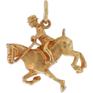 Yellow Gold Dressage Horse & Rider Charm - 14k Eq… - image 1