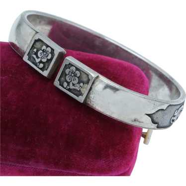 Antique Chinese Qing Dynasty Split Silver Bangle … - image 1