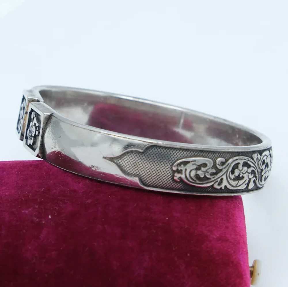 Antique Chinese Qing Dynasty Split Silver Bangle … - image 2