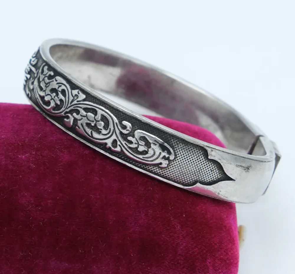 Antique Chinese Qing Dynasty Split Silver Bangle … - image 5