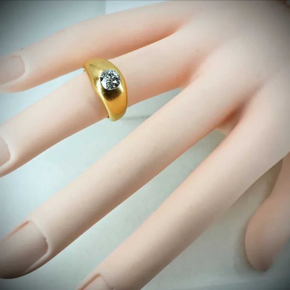 SOLD Sparkling diamond on 18K massive gold ring E… - image 10