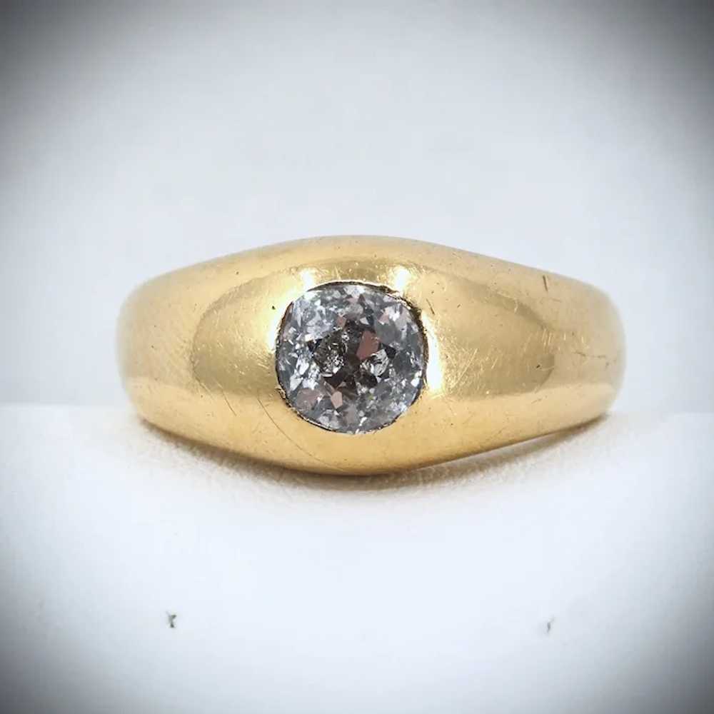 SOLD Sparkling diamond on 18K massive gold ring E… - image 11