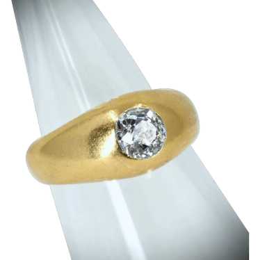 SOLD Sparkling diamond on 18K massive gold ring E… - image 1