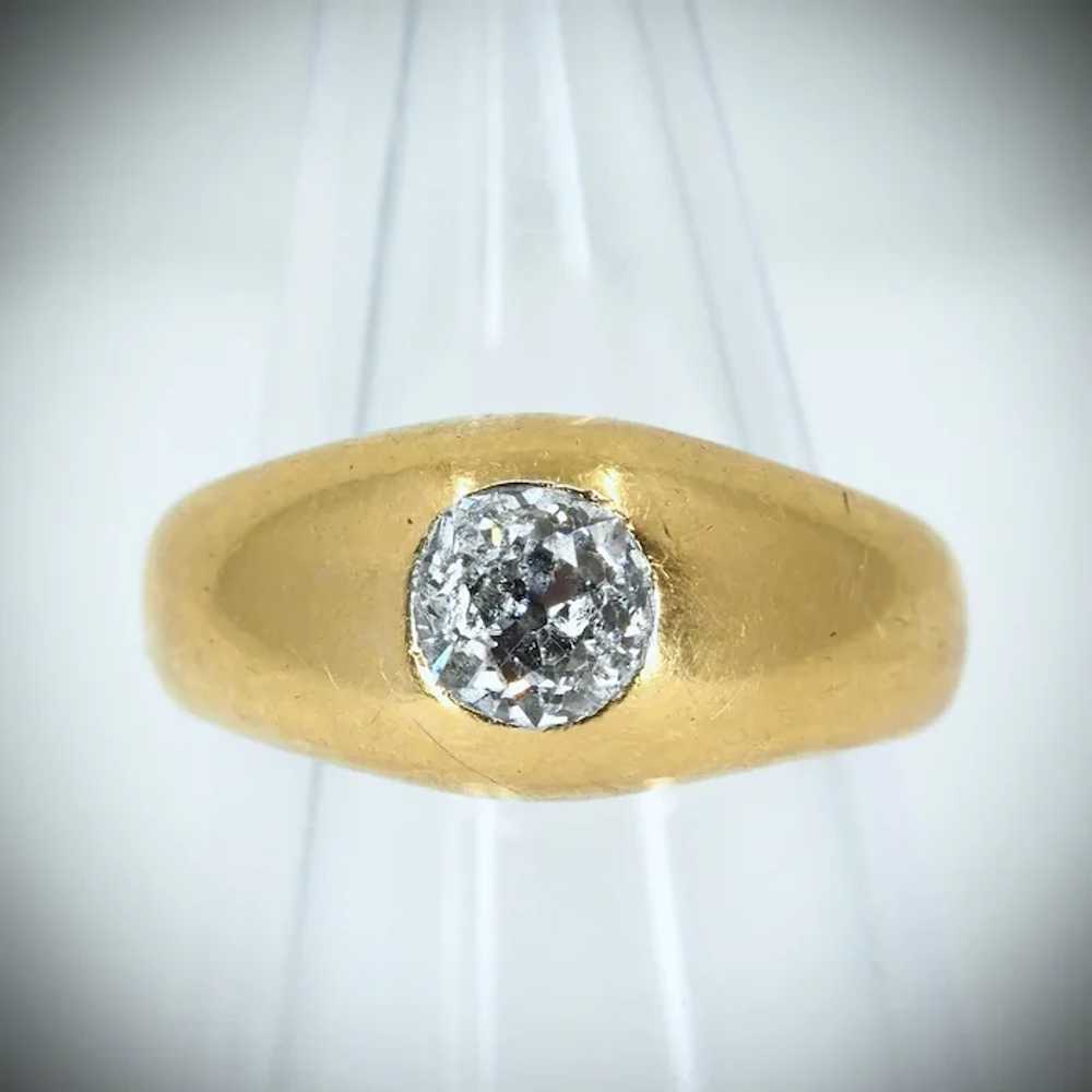 SOLD Sparkling diamond on 18K massive gold ring E… - image 2