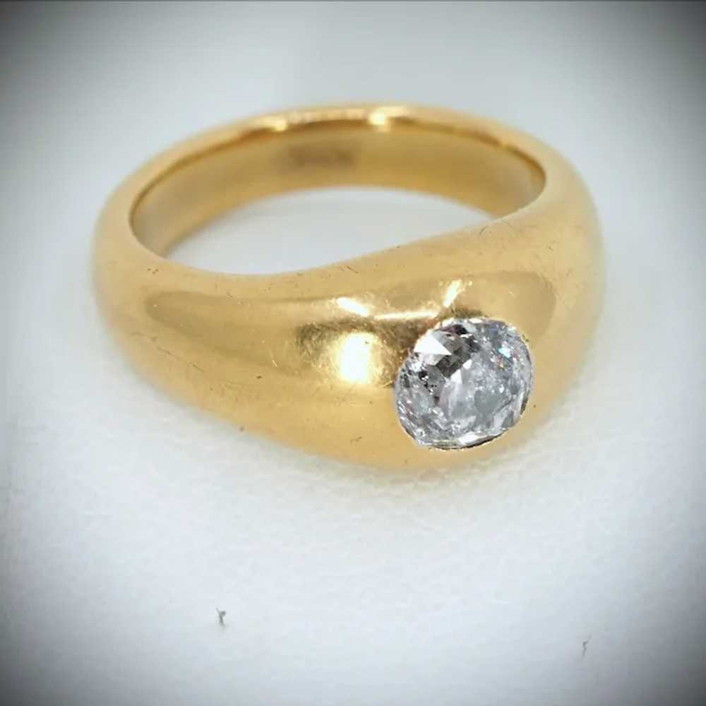 SOLD Sparkling diamond on 18K massive gold ring E… - image 3