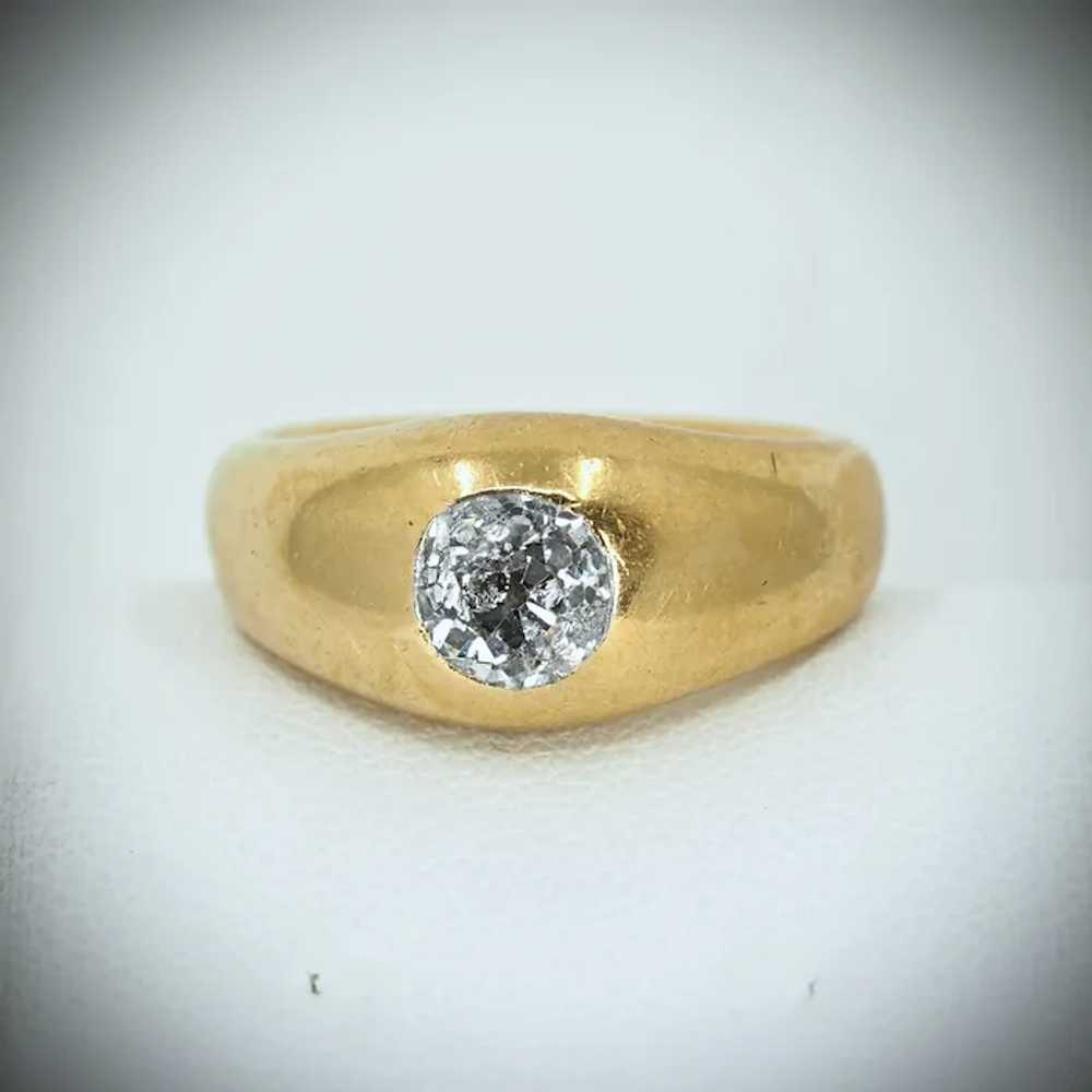 SOLD Sparkling diamond on 18K massive gold ring E… - image 8
