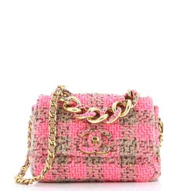CHANEL Elegant Chain Flap Bag Quilted Tweed Small