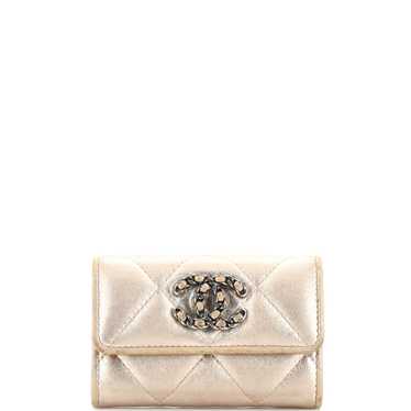 CHANEL 19 Flap Card Case Quilted Leather