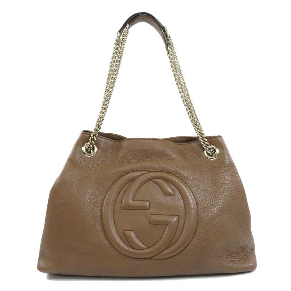 Gucci Gucci Soho Chain Tote Bag Calf Leather Brown - image 1