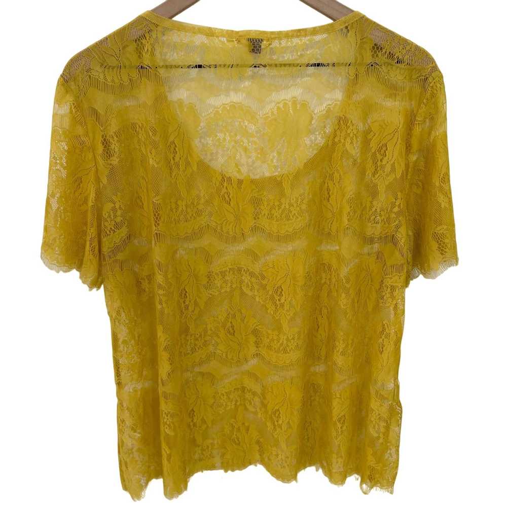 Fossil Fossil Yellow Lace Sheer Blouse Short Slee… - image 2