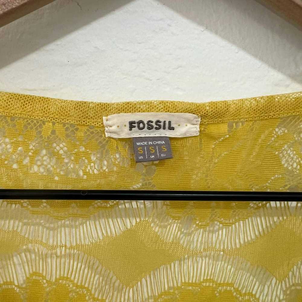 Fossil Fossil Yellow Lace Sheer Blouse Short Slee… - image 3