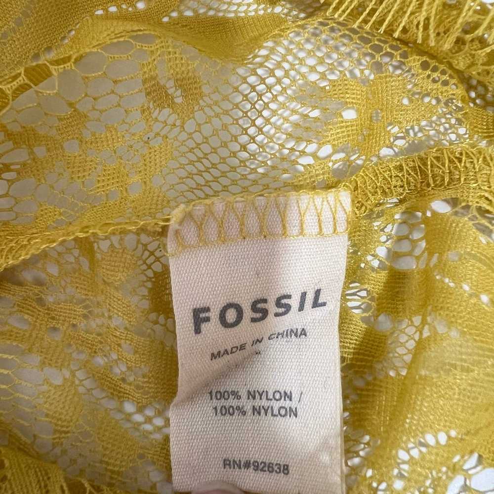 Fossil Fossil Yellow Lace Sheer Blouse Short Slee… - image 6