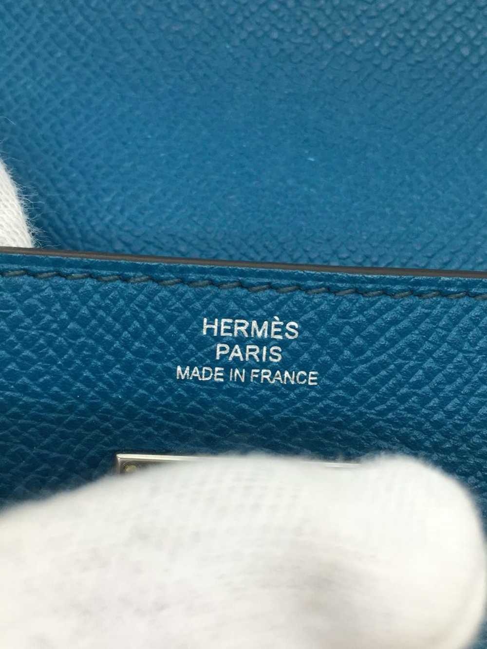 Hermes Hermes Leather Long Wallet Blue - image 3