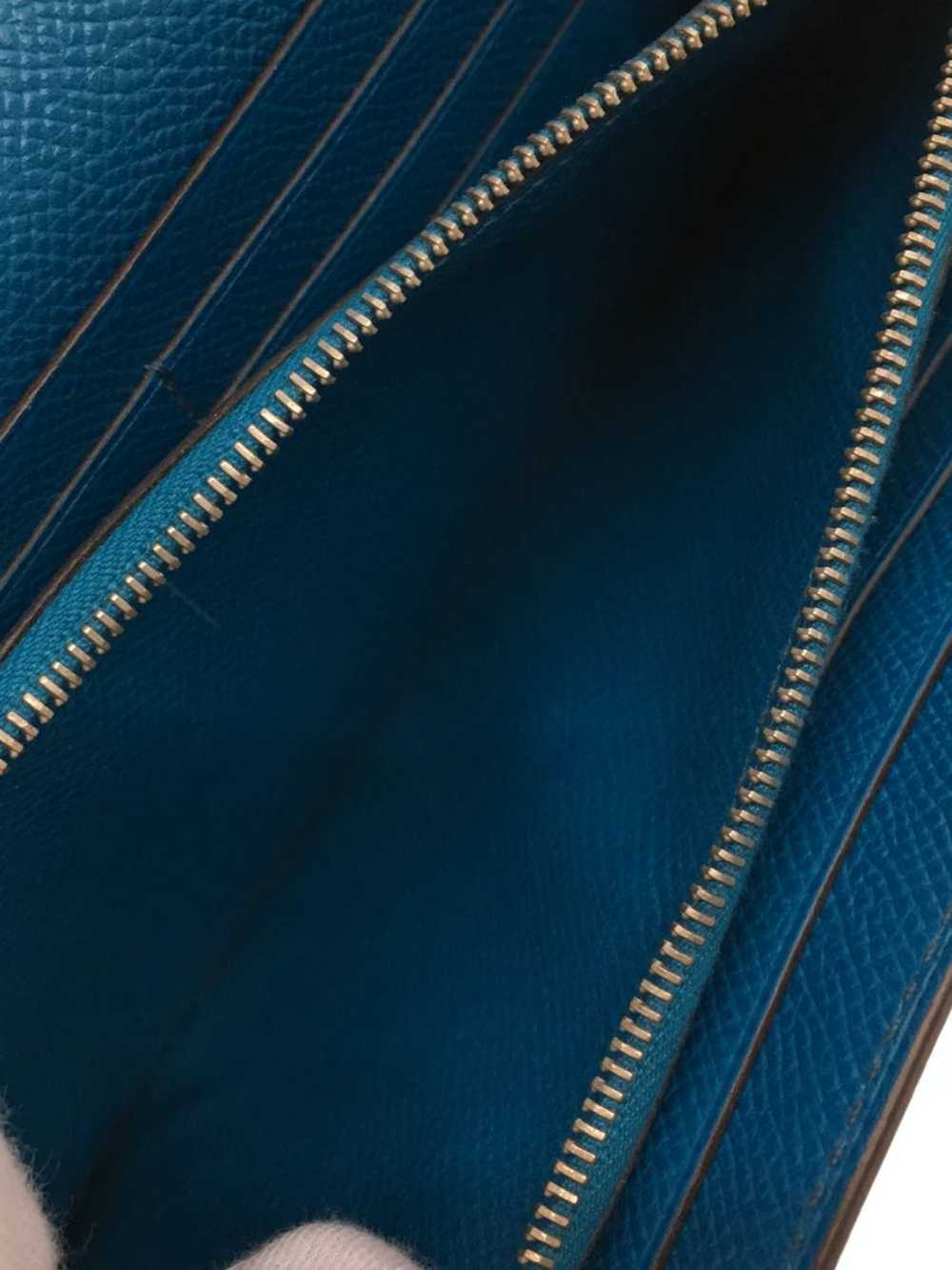 Hermes Hermes Leather Long Wallet Blue - image 5